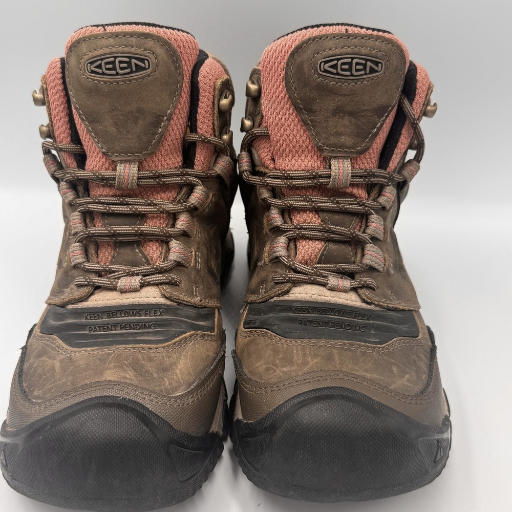 KEEN Ridge Flex Mid Waterproof Hiking Boots Brown Pink Womens 9.5 Outdoor Wear